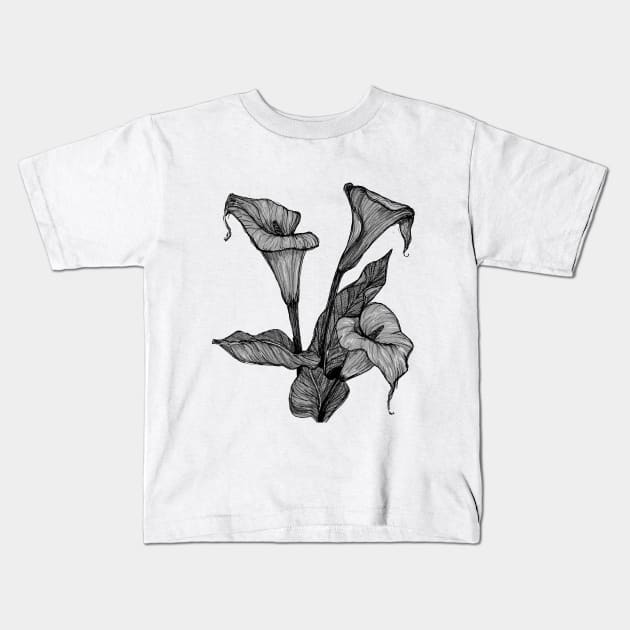 calla lily Kids T-Shirt by lovefromsirius